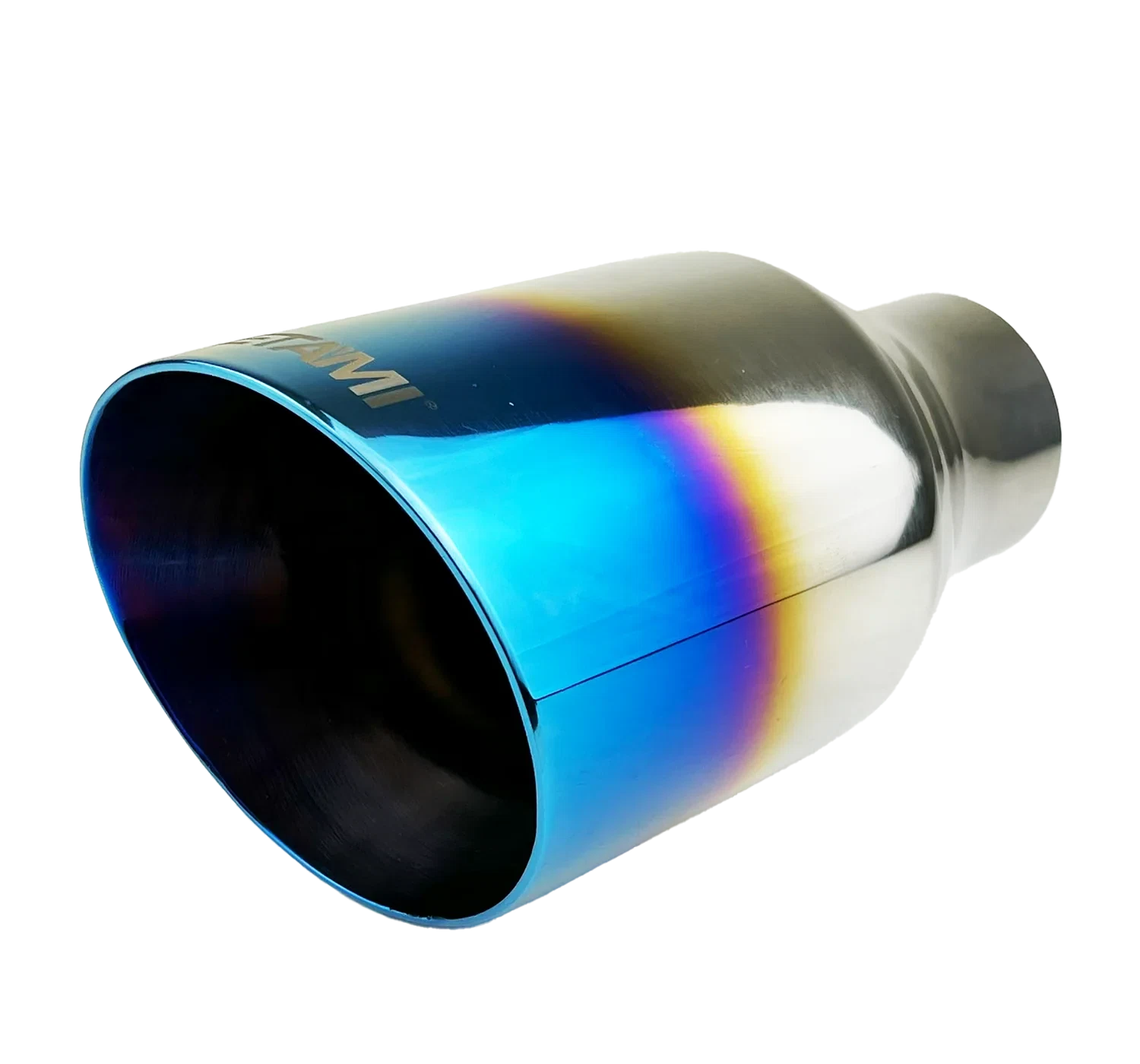 2.5_ ID_4_ OUT_12_ Single Round Double Wall Slant Cut Exhaust Tip-Blue NT-2579